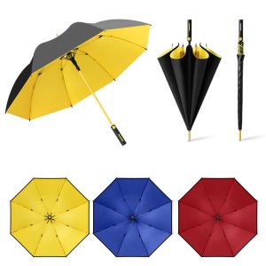 CHINEE Durable Windproof Double Layer Semi Automatic Black Yellow Golf Umbrella Logo Manufacturer’s Straight Umbrella