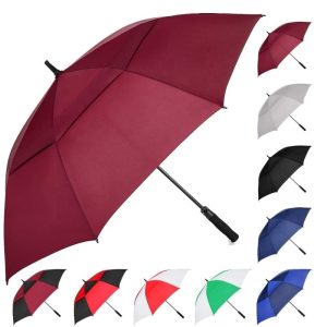 CHINEE Factory Customized Double Layer Windproof Golf Umbrella Classic Design 120cm Semi Automatic Open Diameter Adults Business Gifts