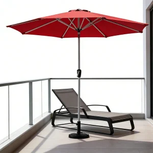 CHINEE Factory Outdoor Hotel Center Pole Umbrella 270 8 38 Powder Coated Steel Frame ABS Crank Housing Riveted Ribs