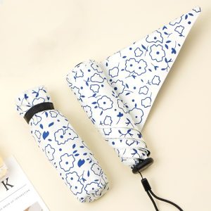 CHINEE Factory Ultra Light Mini Sun Umbrella Five Fold Black Adhesive Design with UV Protection Dual Purpose Promotional Umbrella