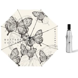 CHINEE Fashion Premium D Sky Foldable Three Folding Fully Automatic Glass Fiber Ribs Modern Design Compact Logo Print Gift Umbrella