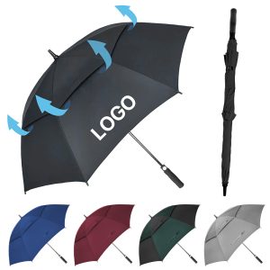 CHINEE Fiberglass Large Straight Golf Umbrella Promotion Windproof Double Layer Big Golf Umbrella Custom Logo