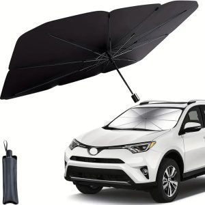 CHINEE Foldable Polyester Car UV Windshield Sun Shade Pongee Car Umbrella with logo