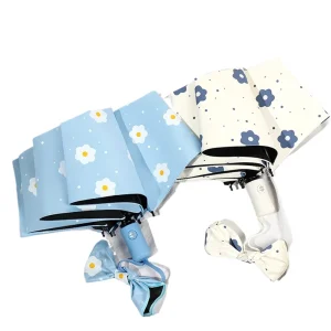 CHINEE Fully Automatic Folding Retro Umbrella Uv Sunshade For Women Wind Rain Dual use Ins style