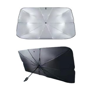 CHINEE Guarda Chuva Car Windshield Sun Shade UV Protection Foldable Reflector Umbrella Black Metal Frame Semi Automatic Opening for