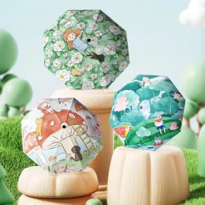 CHINEE High-Looking Cute Portable Umbrellas for Students and Children Sun Protection Foldable Rain Shine Parasols