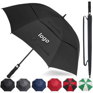 CHINEE High Quality Windproof Extra Large Oversize Double Canopy Golf Umbrella Fiberglass Unbreakable Classic Pongee Golf Umbrella