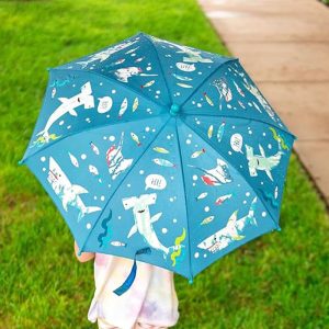 CHINEE Interactive Kids Umbrella Fun Handle for Playtime Durable Waterproof Outdoor Essential Rainwater Changes Color