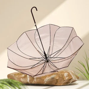 CHINEE Kids Clear Colorful Polka Dots Umbrellas Auto Open Rain Dome Transparent Umbrellas