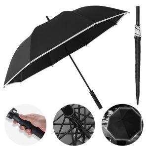 CHINEE Large Golf Umbrella With Reflective Windproof Fiberglass Canopy Waterproof Sun Rain Umbrella for Golf Business Corporate Gifts