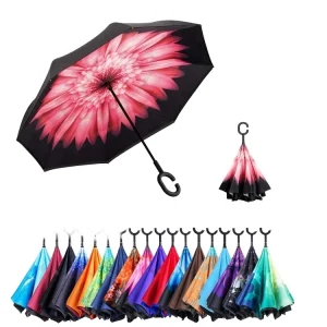 CHINEE Large Reverse Inverted Car Straight Umbrella Windproof Personalized Classic Design for Travel Manufactured in China