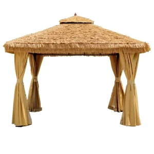 CHINEE Large Size Thatched Pavilion UV-Resistant Waterproof Perfect for Outdoor Dining Garden Gatherings