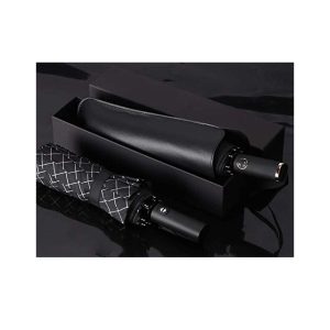 CHINEE Luxury Leather Fully Automatic Waterproof Fabric Umbrella with Gift Box