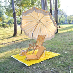 CHINEE Luxury Resort Style Cabana Beach Umbrella Heavy Duty Wooden Pole Parasol with Zinc Alloy Tilt for Hotel Poolside