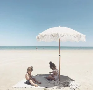 CHINEE Manual Automatic Beach Umbrellas Minimalist Design UV Printing Sun Wind Protection 8K Ribs Mini Style Beach Parasol