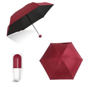 CHINEE Mini 5 Foldable Rain Umbrella with Cute Capsule Case