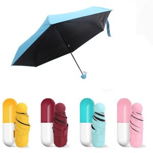 CHINEE Mini Pocket Folding Promotional Gift Custom Print Women Compact Rain Paraguas Parapluie Sombrillas 5 Fold Capsule Umbrella