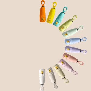 CHINEE Mini Sun Travel Umbrella Ring Handle Coating Layer Fabric Compact Folding Purse Umbrella for Man and Women