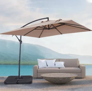 CHINEE Modern 1.25m Square Outdoor Umbrella Iron Pole Parasol Stand for Beach Garden Patio Park Courtyard Warehouse Outdoor Furniture