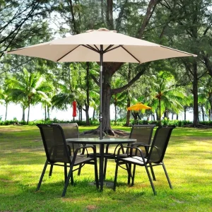 CHINEE Modern 7.5ft Commercial Patio Umbrella Outdoor Garden Shade Parasol Crank for Bistro Bar Restaurant Markets Outdoor Furniture