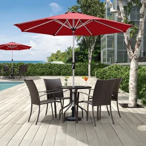 CHINEE Modern Crank Lift Hotel Patio Umbrella 2.7m Powder Coated All Iron Frame Single Vented Top No Tilt Outdoor Use
