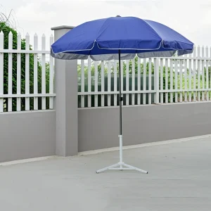 CHINEE Modern Design Heavy Duty Blue UV Protected Patio Umbrella Stainless Steel Pole for Beach Camping Garden Use with Silver Edge