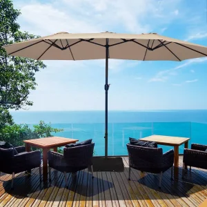 CHINEE Modern Double Patio Umbrella New Outdoor Beach Garden Metal Design Protected From the Sun for Outdoor Furniture