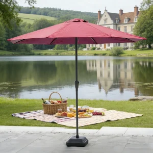 CHINEE Modern Heavy Duty Iron Waterproof Foldable Patio Umbrella 2.7m Crank Open Garden Parasol 8 Ribs 38mm Pole Vented Polyester