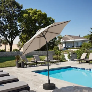 CHINEE Modern Heavy Duty Steel Frame Outdoor Dining Parasol UV Resistant Polyester Sun Umbrella Commercial Residential Park Furniture
