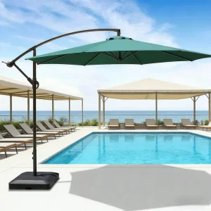 CHINEE Modern Minimalist Iron Side Pole Foldable Banana Umbrella Solid Color Canopy Easy Crank Lift Waterproof UV Protection Hotel