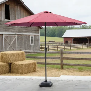 CHINEE Modern Round Outdoor Waterproof Parasol Umbrella 2.7m Crank Open Powder Coated Steel Construction Polyester Fabric No Tilt Style