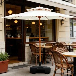 CHINEE Modern Waterproof 2.7m Double Tier Garden Umbrella Crank Handle Powder Coated Iron Pole Ribs Polyester Fabric