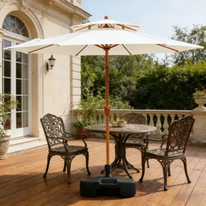 CHINEE Modern Waterproof Foldable 2.7m Double Top Patio Umbrella Outdoor Market Parasol Crank Iron Frame 180g Polyester Canopy No Hotel