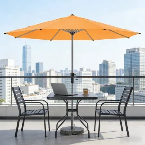 CHINEE Modern Waterproof Foldable Hotel Outdoor Patio Parasol 250g PA Coated Polyester Colorfastness Grade 4 Aluminum Frame Crank Lift