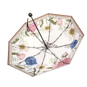 CHINEE National Three Fold UV Protection Adult Umbrella Summer Rain Clear Dual Purpose Female Wind Deflecting Digital Classic Polyester