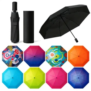 CHINEE New Design Novelty Brand Print Automatic Waterproof Compact Windproof Sun Rain Custom Folding Umbrella with Logo