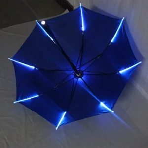 CHINEE OEM Custom Print Transparent LED Umbrella with Flashlight Handle Modern Safety Night Walking Umbrella for Private Label Set