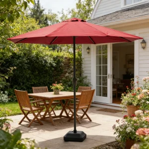 CHINEE Patio Garden Umbrella Crank System 2.7m Iron Market Parasol Waterproof Modern Design Single Vent 180g Polyester for Outdoor