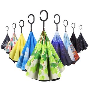 CHINEE Personalized Artistic Reverse Umbrella Hands free C Handle Inverted Sunshade for High end Promotional Gifts & Private Labels