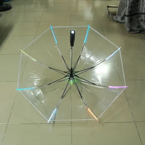 CHINEE Personalized Glowing Clear Umbrella with Torch Handle Cyberpunk Style Transparent Auto Umbrella for Creative Brand Identity