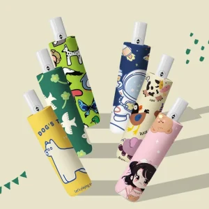 CHINEE Popular Sale High Quality Three Folding Lovely Cartoon Automatic Umbrella Reflect Light Safety Design for Children Kids Gift