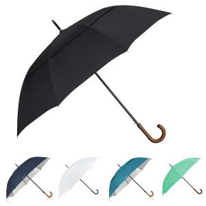 CHINEE Premium Custom Curved Wooden Handle Golf Umbrella Windproof Large Canopy with Personalized Logo Printing