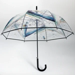 CHINEE Premium Custom Logo Clear Umbrella Digital Print Windproof Design for Branded Corporate Event Boutique Gift