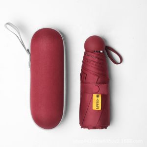 CHINEE Promotion Supper Mini Sun Capsule Umbrella Promotional 5 Folding Pocket Anti UV Mini Zipper 5 Fold Umbrella for Outdoor