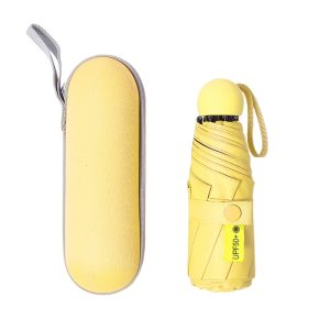 CHINEE Promotion Supper Mini Sun Case Promotional 5 Folding Pocket Anti UV Mini Zipper 5 Fold Umbrella for Rain