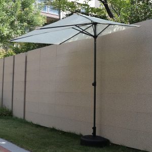 CHINEE Space Saving Half Market Umbrella for Balcony Wall Lift Up Telescopic Pole PU Coated Polyester Steel Ribs