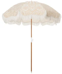 CHINEE Sun Knitted Tassel Beach Umbrella Outdoor Beach Umbrella Fringe Beach Umbrella Tilted with Tassels