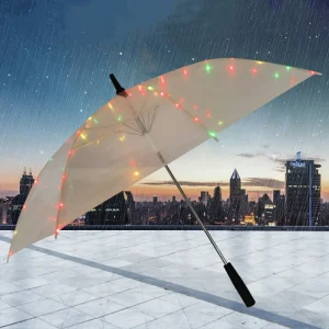 CHINEE Sustainable Clear LED Umbrella with Flashlight Handle Automatic Windproof Stick Umbrella for International Procurement B2B