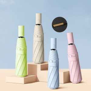 CHINEE Three-Fold Umbrella High Elastic Spring Quick Deploy System Reinforced Frame Windproof Rain Function Customizable Logo