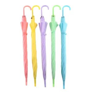 CHINEE Transparent Lightweight Plastic Straight Umbrella Colorful Handle Folding Rainguard Custom Logo Printing